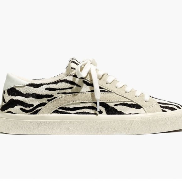EUC Madewell Sidewalk Low-Top Sneakers in Zebra Calf Hair Size 6.5 - Picture 2 of 10